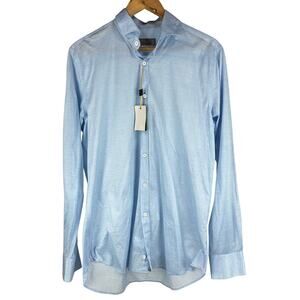 Canali 1934 NWT Modern Fit Light Blue 100% Cotton Dress Shirt Men's Size L
